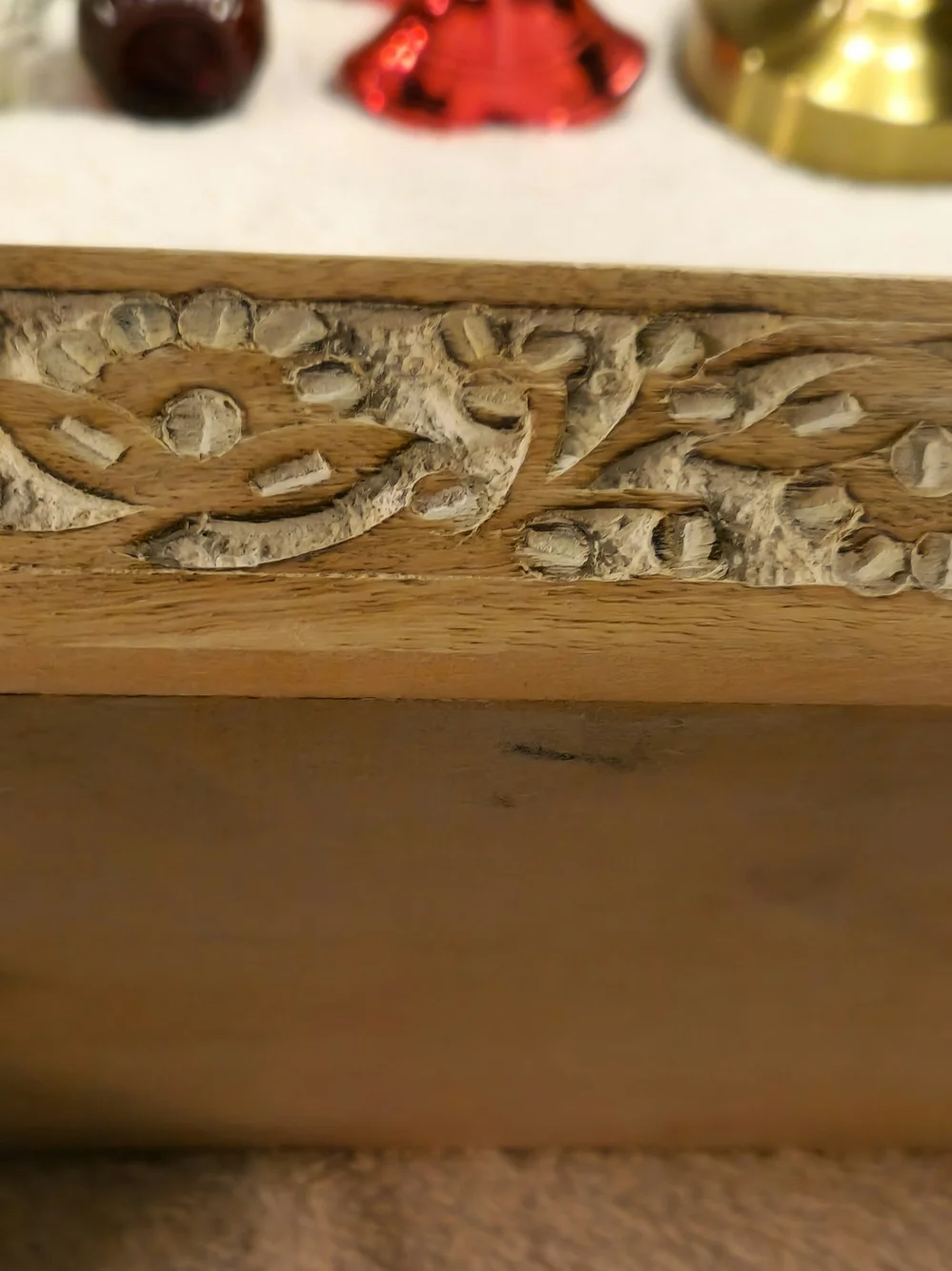 Hand Carved Wood Bath Or Spa Caddy Tray With Handles & Wirds Of Inspiration.